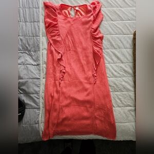 L Love Womens Coral Ruffle Sleeve Dress Size‎ M